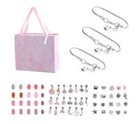 YWBleked Juego de pulseras para niños de bricolaje, pulsera de serpentina para hacer joyas, pulsera con dijes y hebilla de langosta en forma de corazón, pulsera de extensión Pulseras Niñas (20cm)