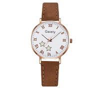 YWBleked Reloj con Correa de Cuero Mujer Reloj de Pulsera analógico Caja aleación Patrón Estrella Dial Vestido Informal Relojes Elegante Pulsera Negocios para Mujer Relogio (CO, One Size)