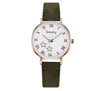 YWBleked Reloj con Correa de Cuero Mujer Reloj de Pulsera analógico Caja aleación Patrón Estrella Dial Vestido Informal Relojes Elegante Pulsera Negocios para Mujer Relogio (GN, One Size)