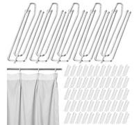 ywchoshe 60 Unidades Ganchos Plisado 4 Puntas para Cortinas Ganchos Cortinas riel Techo Gancho Cortina Carril metálico Ganchos de Cortina universales riel Cortina rieles para Cortinas