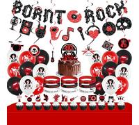 Ywediim | Decoraciones para Fiesta de Rock and Roll - Banner 'Nacidos para Rock', Remolinos Colgantes, Tortas, Globos, Pulseras, Manteles - Suministros para Fiesta Temática de Música
