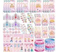 Ywediim Fiesta de Princesas, Incluye Bolsas de Regalo, Pegatinas, Muñequeras de Silicona, Insignias, Libretas, Pegatinas de Gemas, Tiaras Corona, para Fiestas de Cumpleaños de Princesas y Niñas