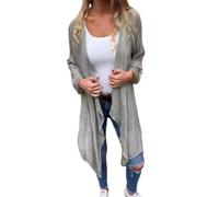 Cárdigans de Lino para Mujer,Cárdigan Transpirable de Manga Larga con Frente Abierto para Mujer (X-Large,Gray)
