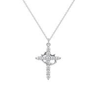 YWeiLiangSan Collar con Cruz Endereza tu Corona, Colgante Inspirador de Circonita Cúbica con Baño de Oro de 14k (Silver,One Size)
