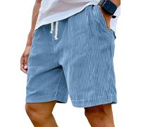 YWeiLiangSan Pantalón Corto Hombre Pana - Cinturón Elástico, Multibolsillos para Verano, Playa y Estilo Casual, Sky Blue, S Extra court