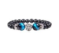 YWeiLiangSan Pulsera con Cabeza de León Para Hijo, Pulsera con Cuentas de ojo de Tigre Negro, Símbolo de Fuerza y Poder (A,One Size)