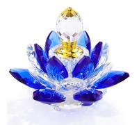 YWHL Mini botellas de perfume de loto de cristal azul, pequeña botella de perfume recargable de cristal vintage, figuras de flor de loto, regalos para esposa y novia, figuras de loto hechas a mano