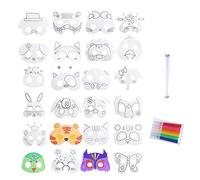 YWHTHWZJ 24Piezas Máscaras para Colorear Máscara Blanca Animales para Niños Máscaras de Decoración para Fiestas para Halloween Navidad Cosplay Cumpleaños