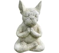 YWHWLX Estatua de resina de perro de meditación de bulldog de yoga, adornos impermeables de oración zen, escultura de bulldog francés, manualidades, decoración de jardín para amantes de los perros