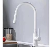YWJFSA Grifo Abatible Cocina Grifo Cocina Extensible, Giratorio de Agua Fría Y Caliente con 2 Modos de Rociado,Blanco