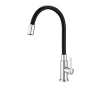 YWJFSA Grifo Agua Fria Acero Inoxidable Giratorio 360° Monomando Grifo Cocina Flexible