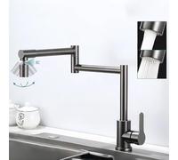 YWJFSA Grifo Cocina Abatible Giratorio a 360° Grifos Cocina Acero Inoxidable Grifo Lavabo Monomando,Gris