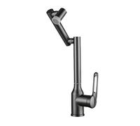 YWJFSA Grifo Cocina Abatible Grifo Cocina Acero Inoxidable con 2 Tipos de Chorro Grifos con Brazo Mecánico Altura Regulable,Gris