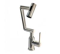 YWJFSA Grifo Cocina Abatible Grifo Cocina Acero Inoxidable con 3 Modos de Boquilla Grifos de Brazo Mecánico Altura Regulable,Plata