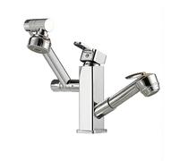 YWJFSA Grifo Cocina Abatible Grifo Lavabo Monomando con 2 Tipos de Chorro Grifos Baño Altura Regulable Giratorio 360°,Plata