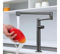 YWJFSA Grifo Cocina Abatible Grifo Lavabo Monomando Grifos Baño Lavabo Latón Giratorio a 360°,Gris