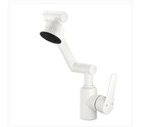 YWJFSA Grifo Cocina Abatible Grifo Monomando Cocina Acero Inoxidable con 4 Modos de Boquilla Grifos de Brazo Mecánico Altura Regulable,Blanco Lechoso