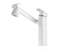 YWJFSA Grifo Cocina Abatible Grifo Monomando Cocina con 2 Modos de Boquilla Grifos de Brazo Mecánico Altura Regulable Giratorio 360°,Blanco