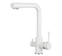 YWJFSA Grifo Cocina Abatible Grifo Osmosis 3 Vias Doble Manija Agua Fría Y Caliente Rotable,Blanco