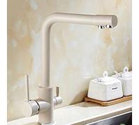 YWJFSA Grifo Cocina Abatible Grifo Osmosis 3 Vias Doble Manija Agua Fría Y Caliente Rotable,Blanquecino
