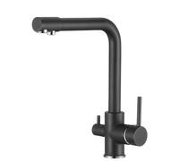 YWJFSA Grifo Cocina Abatible Grifo Osmosis 3 Vias Doble Manija Agua Fría Y Caliente Rotable,Negro