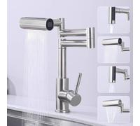 YWJFSA Grifo Cocina Abatible Grifos Cocina Acero Inoxidable con Pistola Rociadora Grifo Lavabo Monomando