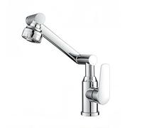 YWJFSA Grifo Cocina Abatible Grifos de Brazo Mecánico con 2 Modos de Boquilla Grifo de Lavabo Alto Altura Regulable Latón,Plata Galvanizada