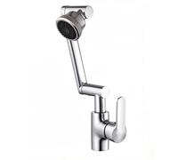 YWJFSA Grifo Cocina Abatible Grifos de Brazo Mecánico con 2 Modos de Boquilla Grifo Giratorio Baño Altura Regulable Latón,Cromo