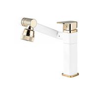 YWJFSA Grifo Cocina Abatible Latón Grifo Fregadero Bajo Ventana Altura Regulable y 2 Modos de Chorro Agua Frío y Calor Giratorio 360°,Oro Blanco