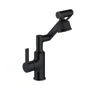 YWJFSA Grifo Cocina Abatible Latón Grifos de Brazo Mecánico con 6 Funciones de Pulverización Grifo Monomando Cocina Altura Regulable,Negro