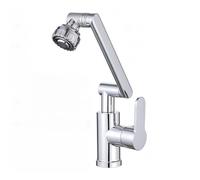 YWJFSA Grifo Cocina Abatible Monomando Grifo Giratorio Baño con 2 Funciones de Pulverización Altura Regulable Grifos de Brazo Mecánico Latón,Plata