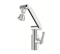 YWJFSA Grifo Cocina Abatible Monomando Grifos de Brazo Mecánico con 2 Modos de Boquilla Grifo de Lavabo Alto Altura Regulable,Plata