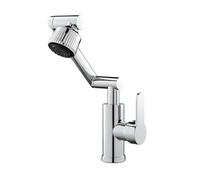 YWJFSA Grifo Cocina Abatible Monomando Grifos Giratorio Baño con 2 Tipos de Chorro Grifos con Brazo Mecánico Altura Regulable,Plata
