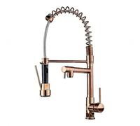 YWJFSA Grifo Cocina Extraible Grifo Cocina Monomando con 2 Modos Grifos Cocinas Alto con Muelle Giratorio,Oro Rosa
