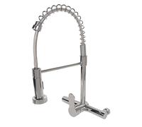 YWJFSA Grifo Cocina Pared Acero Inoxidable Ducha Extraíble Giratorio 360° Grifo Monomando Cocina Mezclador de Arco Alto