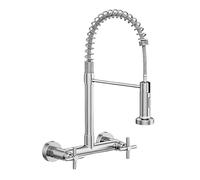 YWJFSA Grifo Cocina Pared con Ducha Extraíble Giratorio 360° Cabezal Rociador Abs Grifo Mezclador de Fregadero de Doble Mango