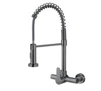 YWJFSA Grifo Cocina Pared con Ducha Extraíble,Giratorio 360° Grifo Monomando Cocina Mezclador de Arco Alto con Dos Modos de Salida de Agua