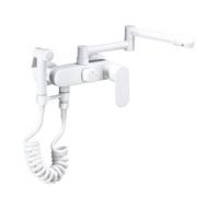 YWJFSA Grifo Cocina Pared Grifos Baño con 2 Chorros de Agua Grifo Giratorio 1080 con Pistola Pulverizadora Latón