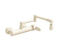 YWJFSA Grifo Cocina Pared Grifos Baño con 2 Chorros de Agua Grifo Giratorio 1080 Latón,Blanco Crema