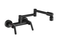 YWJFSA Grifo Cocina Pared Grifos de Dos Manijas con 2 Chorros de Agua Grifo Cocina Abatible Giratorio 360°,Negro