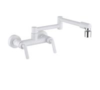 YWJFSA Grifo Cocina Pared Grifos de Dos Manijas con 2 Chorros de Agua Grifo Cocina Abatible Giratorio 360°,Blanco