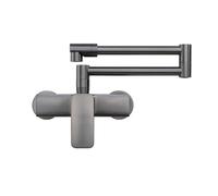 YWJFSA Grifo Cocina Pared Grifos Lavabo Monomando con 2 Chorros de Agua Grifo Cocina Abatible Latón,Gris
