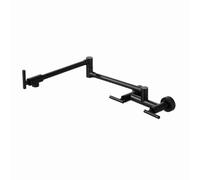YWJFSA Grifo Cocina Pared Negro Grifos Cocina Abatible Grifo de Dos Manijas Giratorio 360°