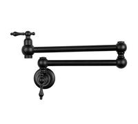 YWJFSA Grifo Cocina Plegable, Grifo de Pared, Giratorio Simple en Frío,Negro