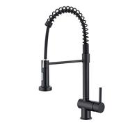 YWJFSA Grifo de Cocina Acero Inoxidable,Giratorio 360° y 2 Modos de Rociado,Grifo Monomando Cocina con Rociador,Negro