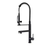 YWJFSA Grifo de Cocina con 2 Salidas,Giratorio 360°,Grifo de Cocina con Muelle en Espiral,Grifos Mezclador de Cocina,Negro