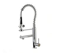 YWJFSA Grifo de Cocina con 2 Salidas,Giratorio 360°,Grifo de Cocina con Muelle en Espiral,Grifos Mezclador de Cocina,Enchapado
