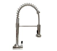 YWJFSA Grifo de Cocina de Pared Acero Inoxidable,2 Patrones de Rociado Rotación 360°,Ducha Extensible Grifo Cocina Fregadero Monomando,Plata