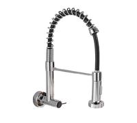 YWJFSA Grifo de Cocina de Pared con Ducha Extensible Rotación 360°,2 Patrones de Rociado Caño Flexible Grifo Cocina Fregadero Monomando,Enchapado