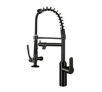 YWJFSA Grifo de Cocina Fregadero con Muelle en Espiral,Giratorio 360° con 2 Salidas,Grifo Cocina Extraible Acero Inoxidable,Negro